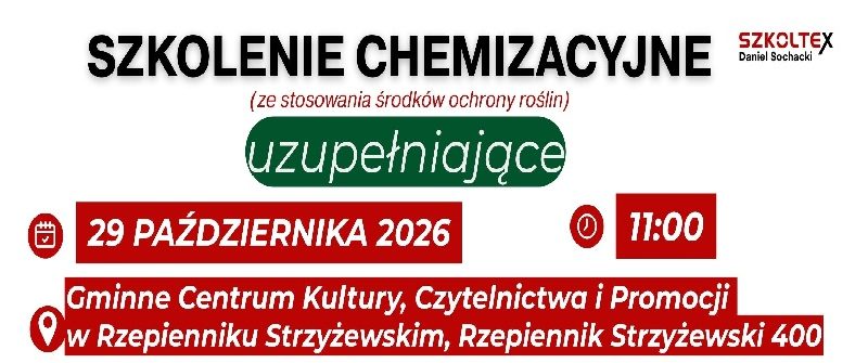 Szkolenie chemizacyjne – 29.10.2026 r. Szkolenie chemizacyjne – 29.10.2026 r.